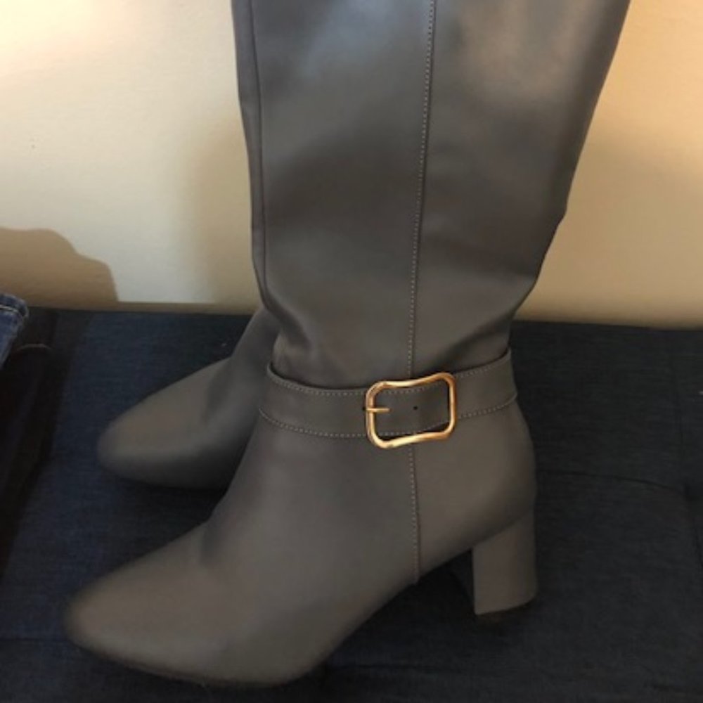 Grey Dress Boot - Wide Calf